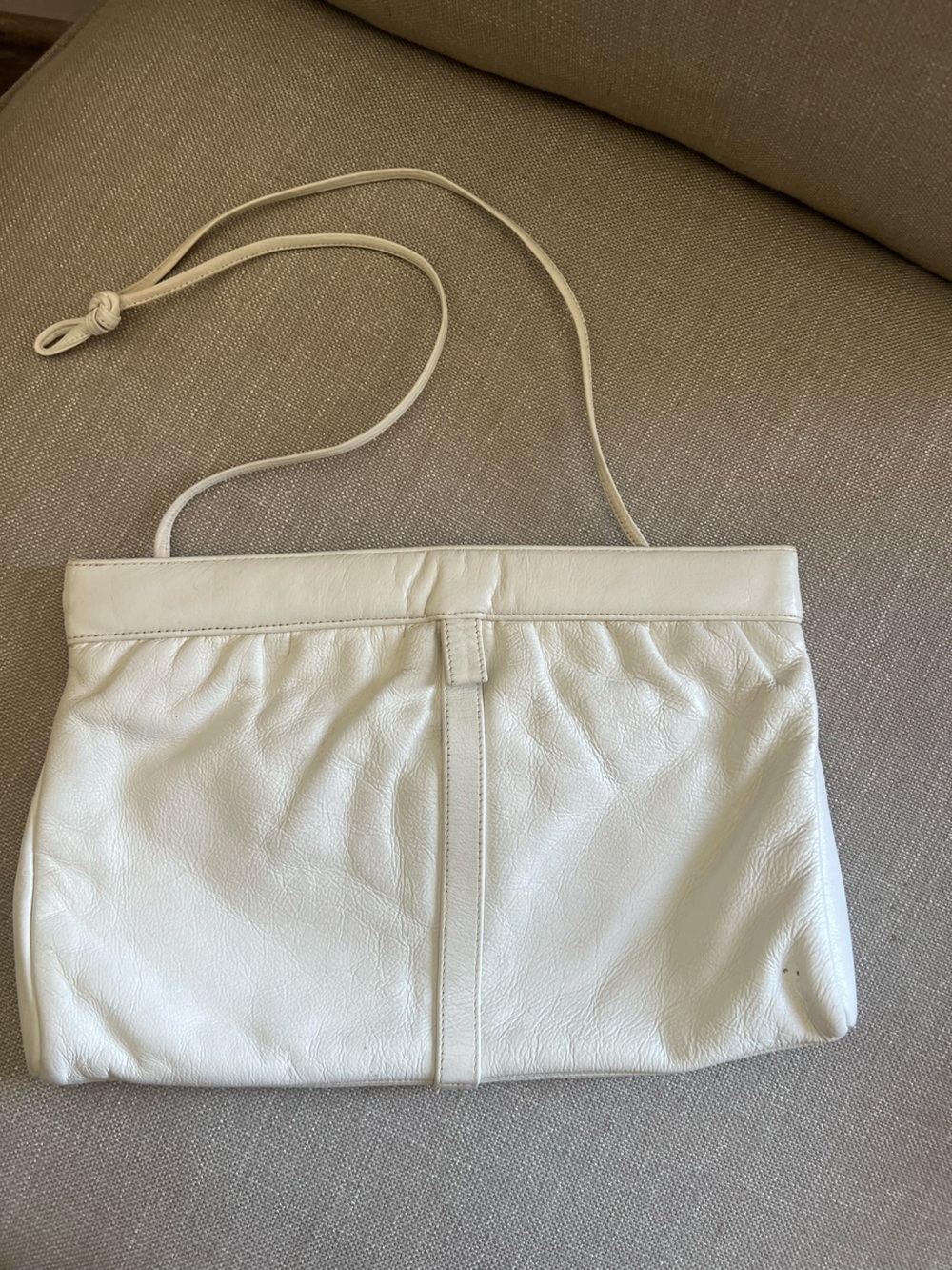 Vintage Halston Heritage White Leather Crossbody Shoulder Bag